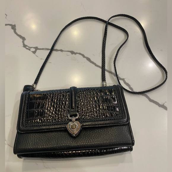 Brighton Handbags - ☀️Host Pick☀️ EUC Brighton Black Leather & Croc Embossed Shoulder WOC